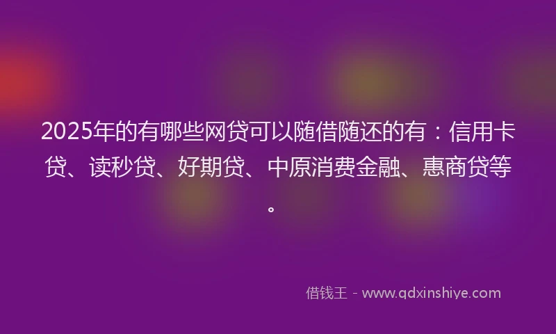 2025年的有哪些网贷可以随借随还的有：信用卡贷、读秒贷、好期贷、中原消费金融、惠商贷等。