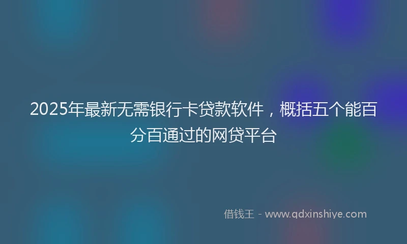 2025年最新无需银行卡贷款软件，概括五个能百分百通过的网贷平台