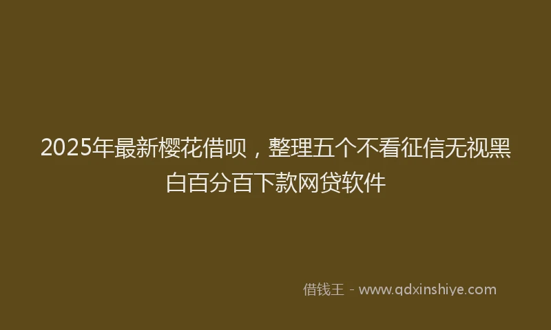 2025年最新樱花借呗，整理五个不看征信无视黑白百分百下款网贷软件