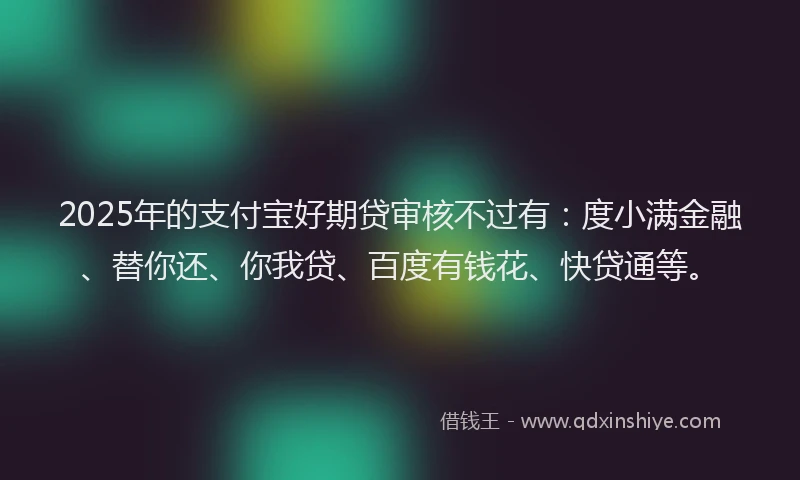 2025年的支付宝好期贷审核不过有：度小满金融、替你还、你我贷、百度有钱花、快贷通等。