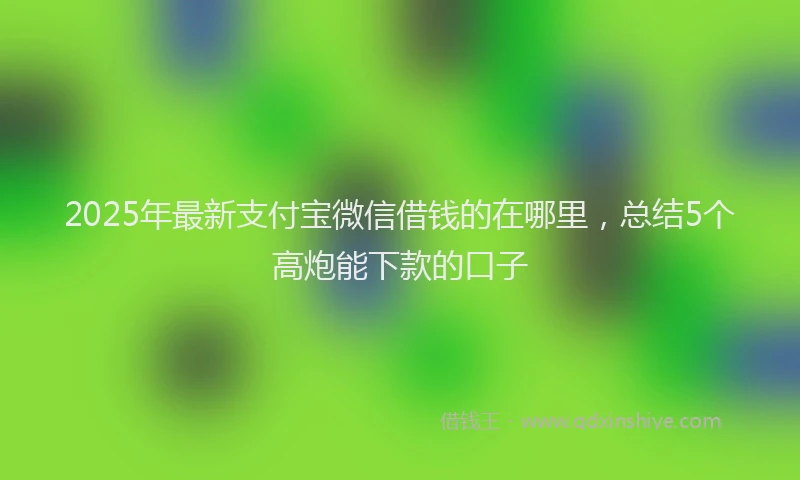 2025年最新支付宝微信借钱的在哪里，总结5个高炮能下款的口子