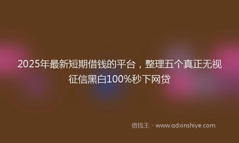 2025年最新短期借钱的平台，整理五个真正无视征信黑白100%秒下网贷
