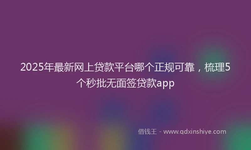 2025年最新网上贷款平台哪个正规可靠，梳理5个秒批无面签贷款app
