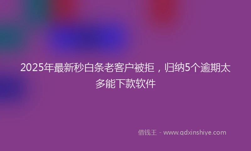 2025年最新秒白条老客户被拒，归纳5个逾期太多能下款软件