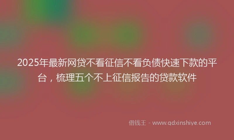 2025年最新网贷不看征信不看负债快速下款的平台，梳理五个不上征信报告的贷款软件