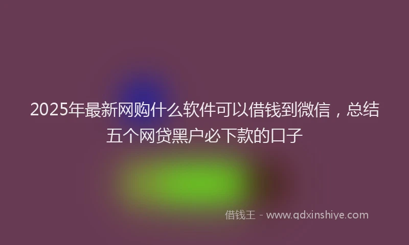 2025年最新网购什么软件可以借钱到微信，总结五个网贷黑户必下款的口子