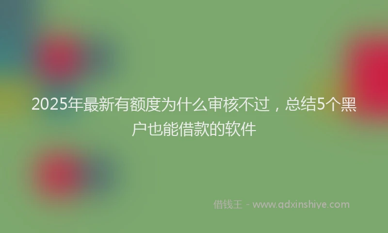 2025年最新有额度为什么审核不过，总结5个黑户也能借款的软件