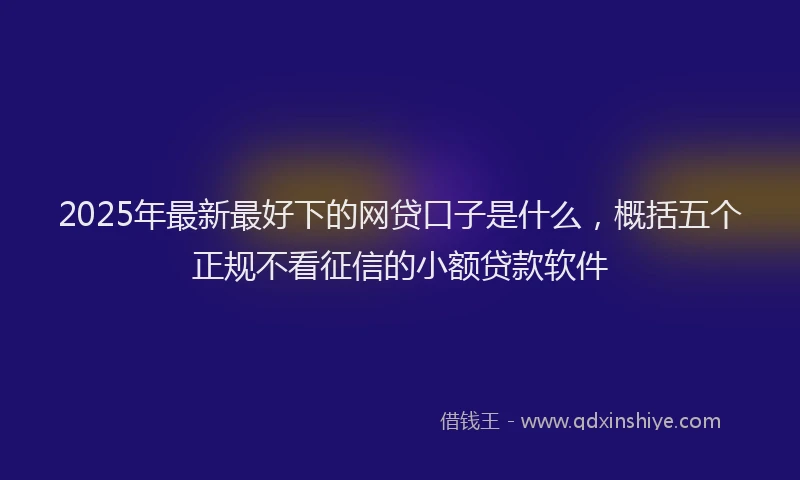 2025年最新最好下的网贷口子是什么，概括五个正规不看征信的小额贷款软件