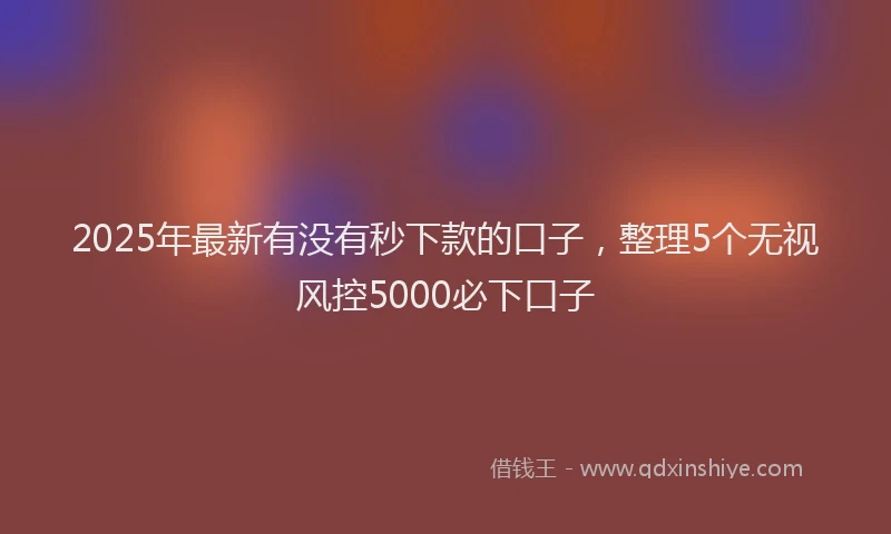 2025年最新有没有秒下款的口子，整理5个无视风控5000必下口子