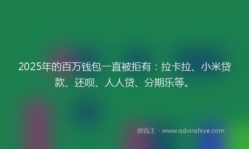 2025年的百万钱包一直被拒有：拉卡拉、小米贷款、还呗、人人贷、分期乐等。