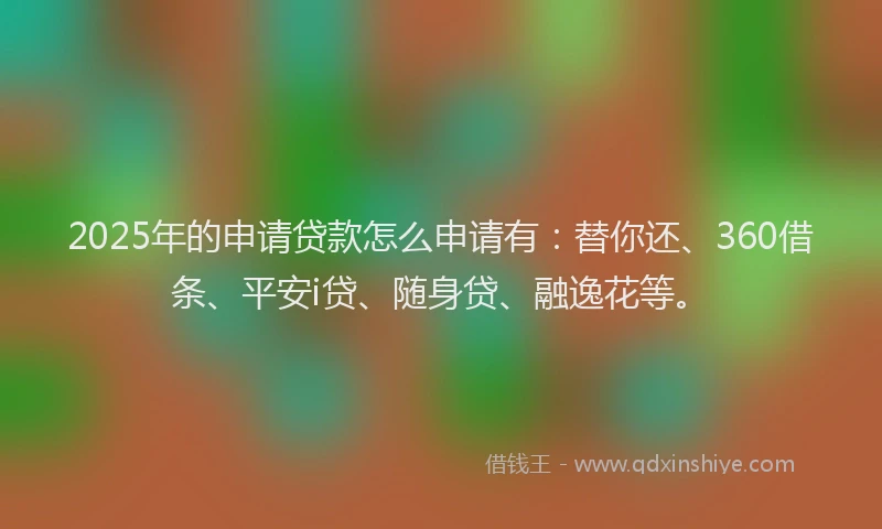 2025年的申请贷款怎么申请有：替你还、360借条、平安i贷、随身贷、融逸花等。