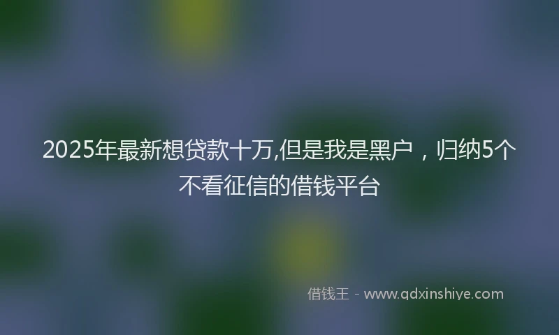 2025年最新想贷款十万,但是我是黑户，归纳5个不看征信的借钱平台