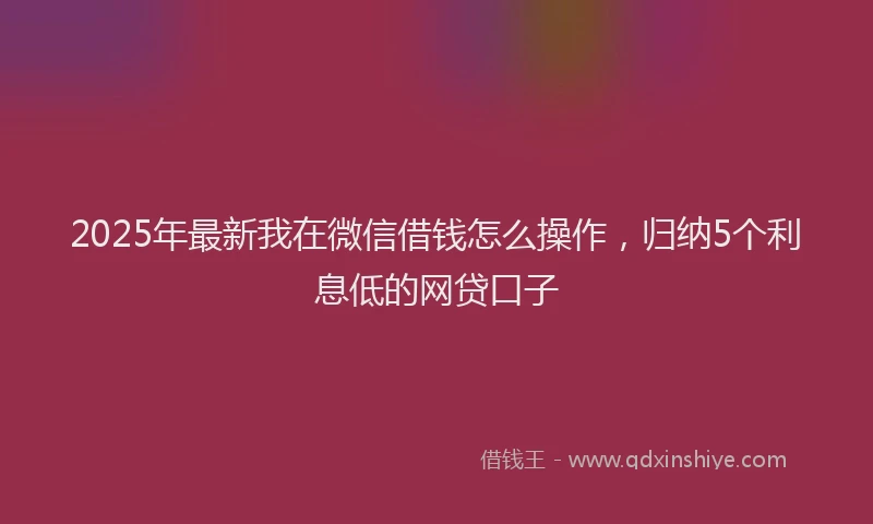 2025年最新我在微信借钱怎么操作，归纳5个利息低的网贷口子