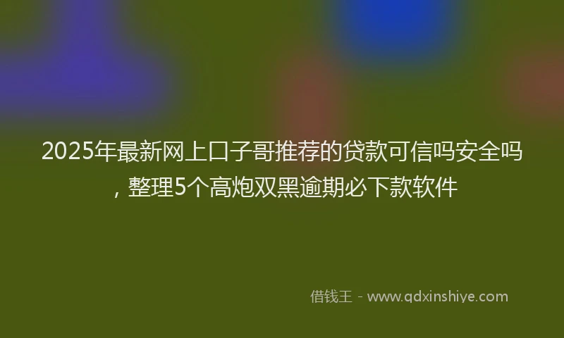 2025年最新网上口子哥推荐的贷款可信吗安全吗，整理5个高炮双黑逾期必下款软件