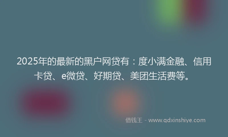 2025年的最新的黑户网贷有：度小满金融、信用卡贷、e微贷、好期贷、美团生活费等。