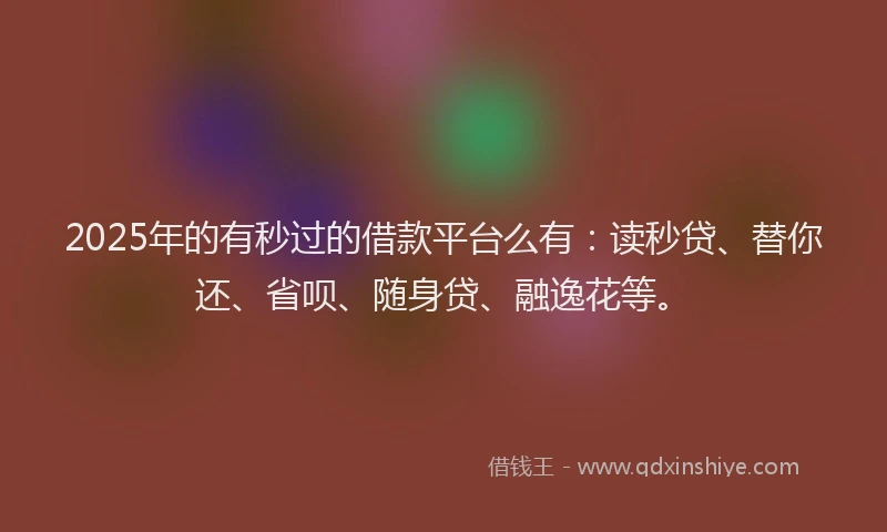 2025年的有秒过的借款平台么有：读秒贷、替你还、省呗、随身贷、融逸花等。