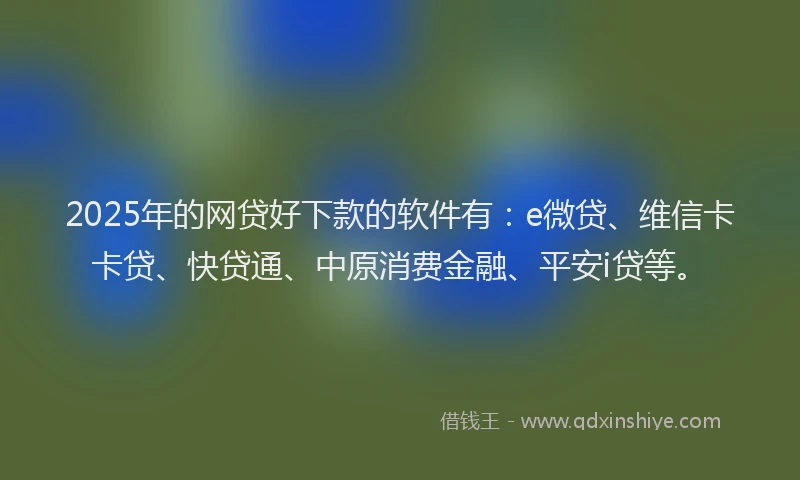 2025年的网贷好下款的软件有：e微贷、维信卡卡贷、快贷通、中原消费金融、平安i贷等。