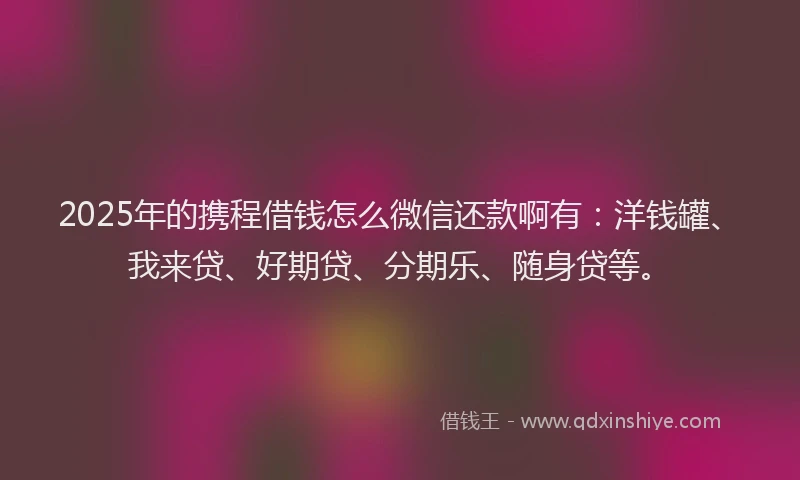 2025年的携程借钱怎么微信还款啊有：洋钱罐、我来贷、好期贷、分期乐、随身贷等。