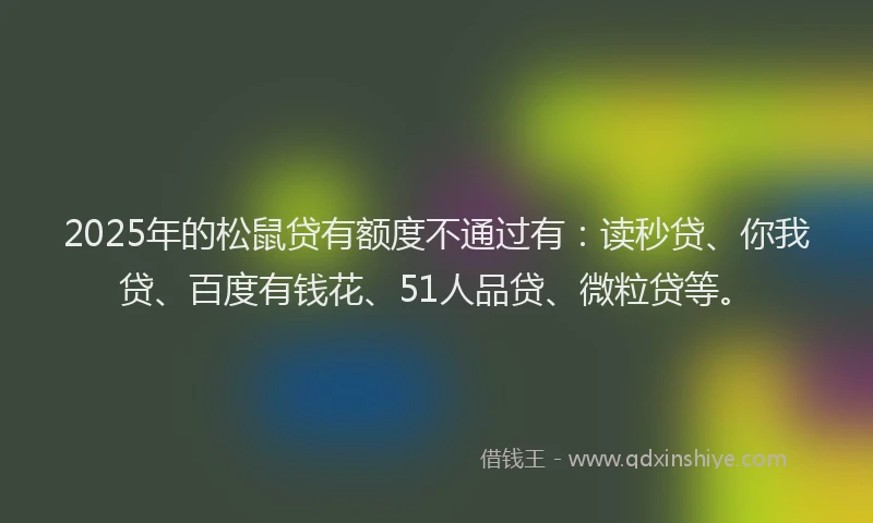 2025年的松鼠贷有额度不通过有：读秒贷、你我贷、百度有钱花、51人品贷、微粒贷等。