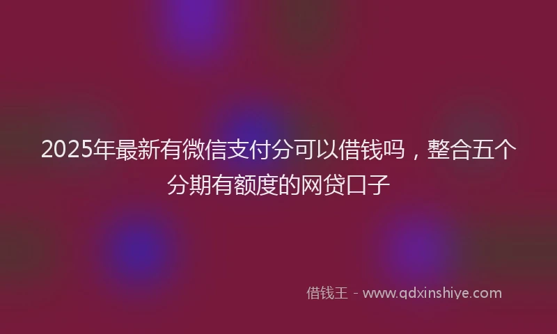 2025年最新有微信支付分可以借钱吗，整合五个分期有额度的网贷口子