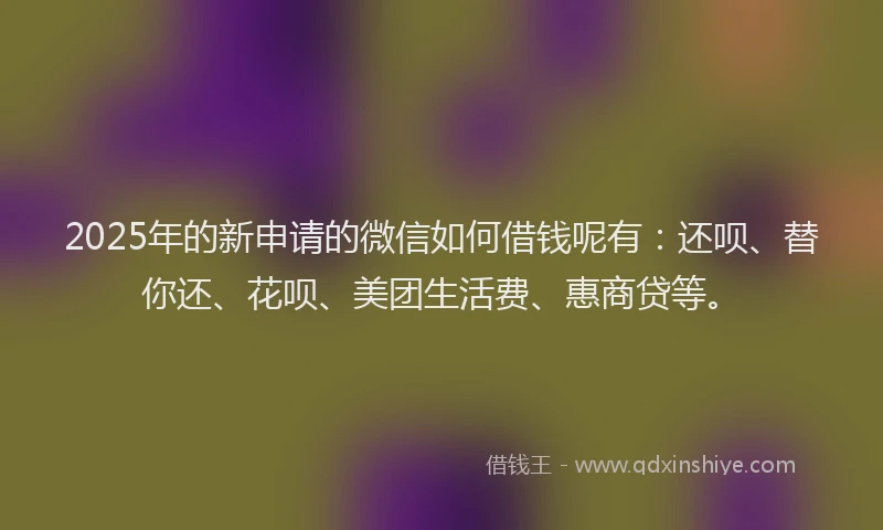 2025年的新申请的微信如何借钱呢有：还呗、替你还、花呗、美团生活费、惠商贷等。