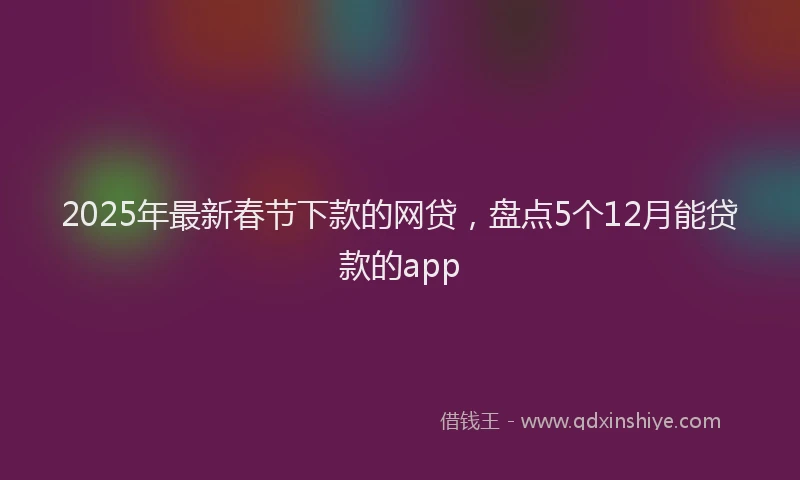 2025年最新春节下款的网贷，盘点5个12月能贷款的app