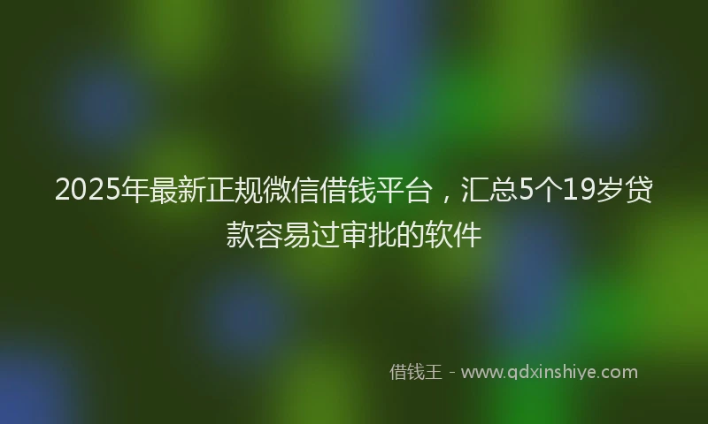 2025年最新正规微信借钱平台，汇总5个19岁贷款容易过审批的软件