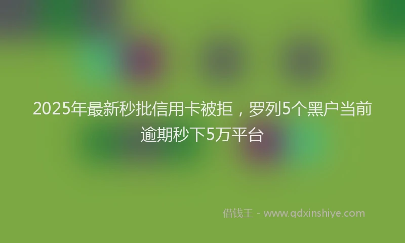 2025年最新秒批信用卡被拒，罗列5个黑户当前逾期秒下5万平台