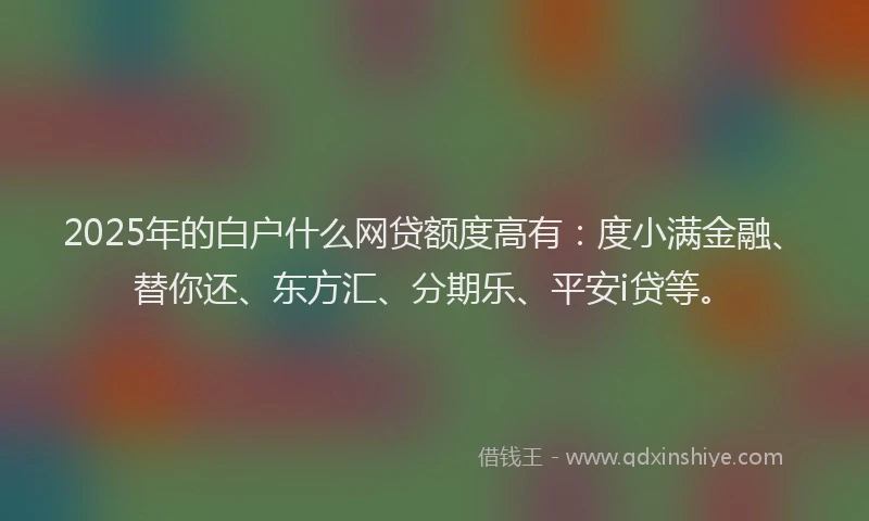 2025年的白户什么网贷额度高有：度小满金融、替你还、东方汇、分期乐、平安i贷等。