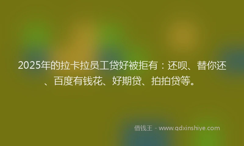 2025年的拉卡拉员工贷好被拒有：还呗、替你还、百度有钱花、好期贷、拍拍贷等。