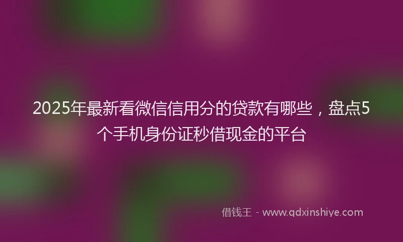 2025年最新看微信信用分的贷款有哪些，盘点5个手机身份证秒借现金的平台