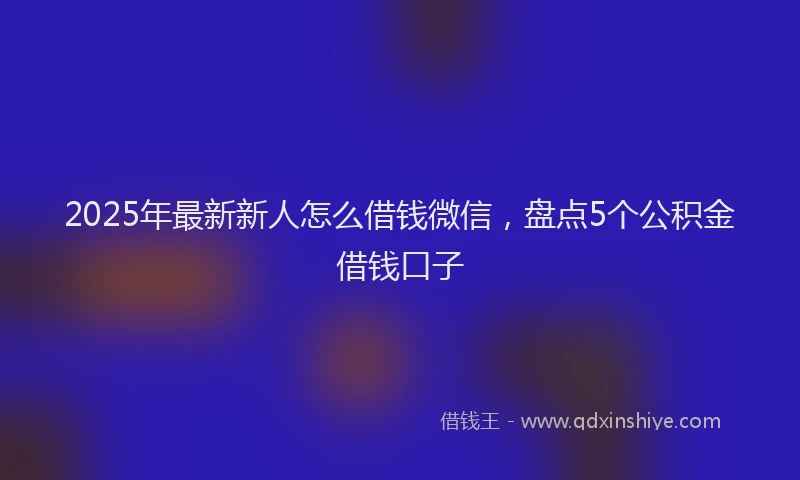 2025年最新新人怎么借钱微信，盘点5个公积金借钱口子