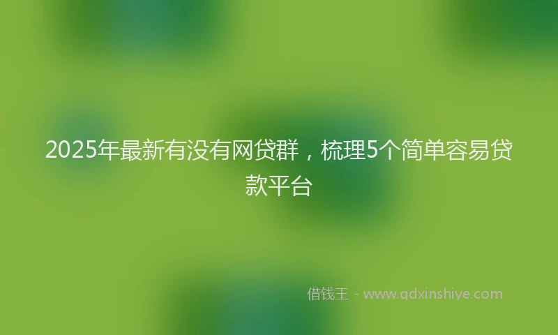 2025年最新有没有网贷群，梳理5个简单容易贷款平台