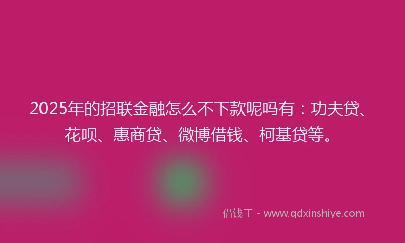2025年的招联金融怎么不下款呢吗有：功夫贷、花呗、惠商贷、微博借钱、柯基贷等。