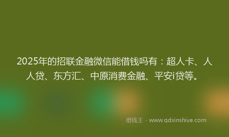 2025年的招联金融微信能借钱吗有：超人卡、人人贷、东方汇、中原消费金融、平安i贷等。