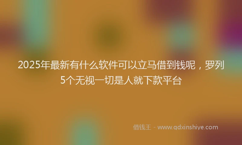 2025年最新有什么软件可以立马借到钱呢,罗列5个无视一切是人就下款平台
