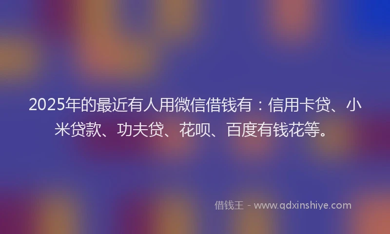 2025年的最近有人用微信借钱有：信用卡贷、小米贷款、功夫贷、花呗、百度有钱花等。