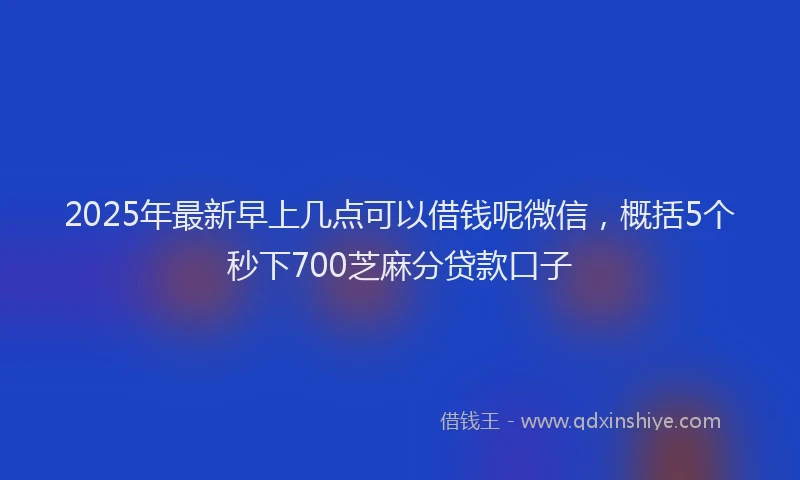 2025年最新早上几点可以借钱呢微信，概括5个秒下700芝麻分贷款口子