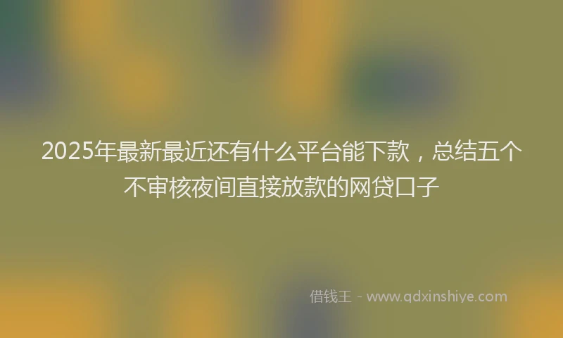 2025年最新最近还有什么平台能下款，总结五个不审核夜间直接放款的网贷口子