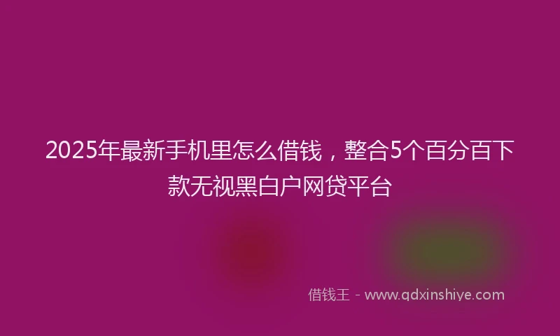 2025年最新手机里怎么借钱，整合5个百分百下款无视黑白户网贷平台