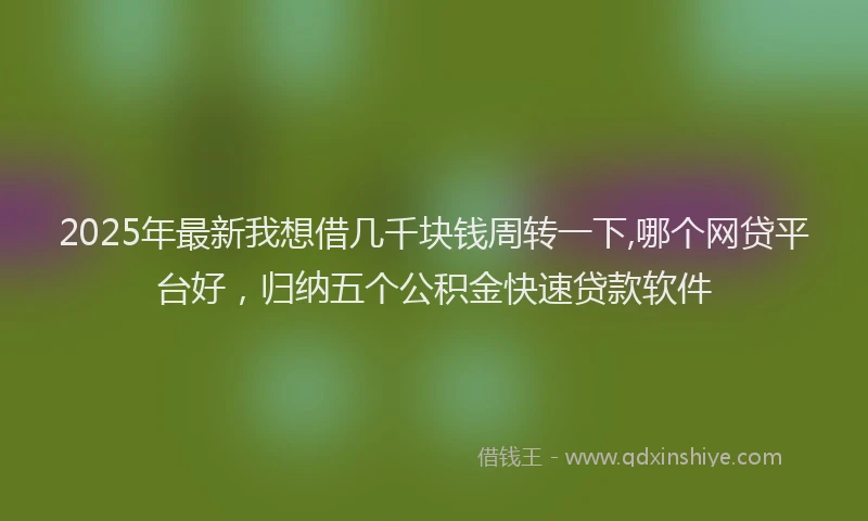 2025年最新我想借几千块钱周转一下,哪个网贷平台好，归纳五个公积金快速贷款软件