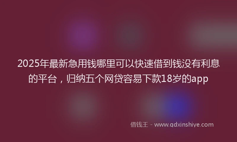 2025年最新急用钱哪里可以快速借到钱没有利息的平台，归纳五个网贷容易下款18岁的app
