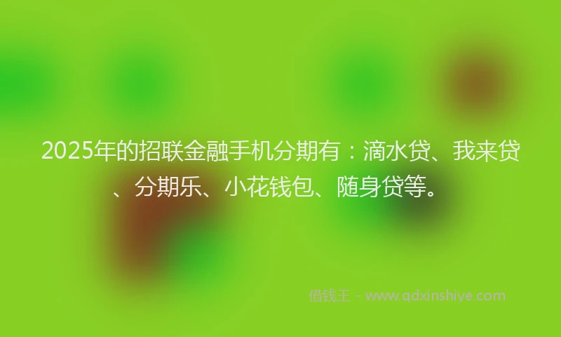 2025年的招联金融手机分期有：滴水贷、我来贷、分期乐、小花钱包、随身贷等。