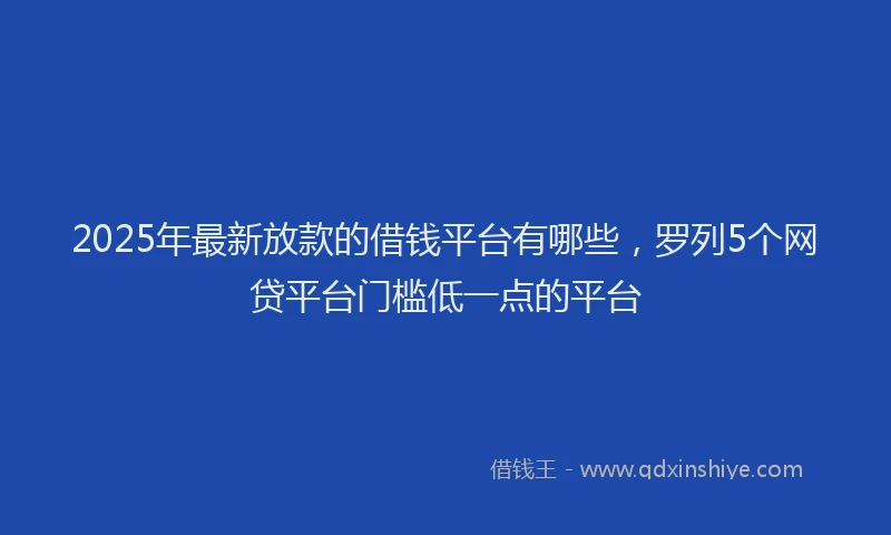 2025年最新放款的借钱平台有哪些，罗列5个网贷平台门槛低一点的平台