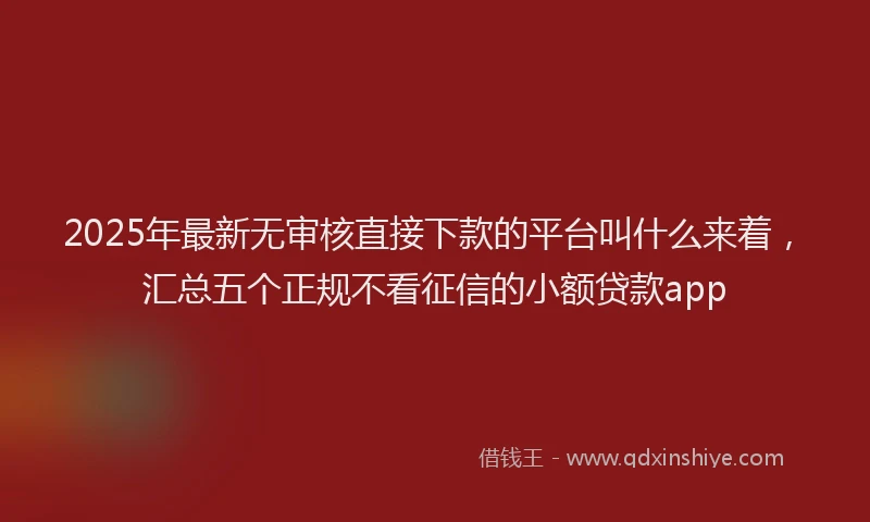 2025年最新无审核直接下款的平台叫什么来着，汇总五个正规不看征信的小额贷款app