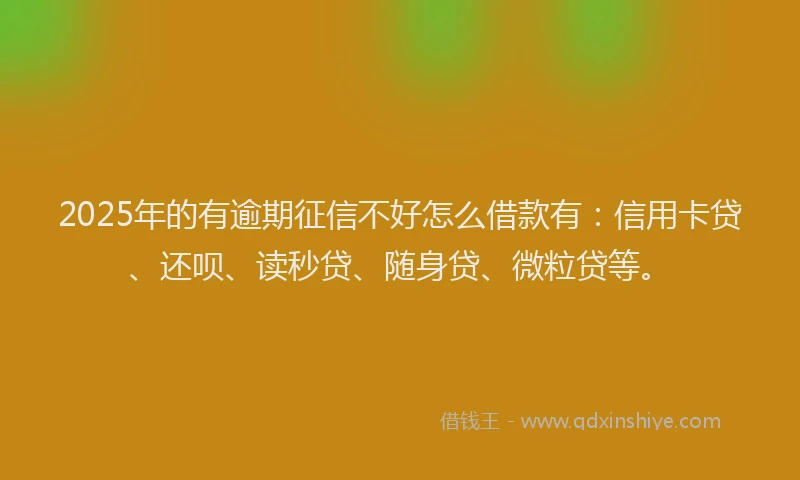 2025年的有逾期征信不好怎么借款有：信用卡贷、还呗、读秒贷、随身贷、微粒贷等。