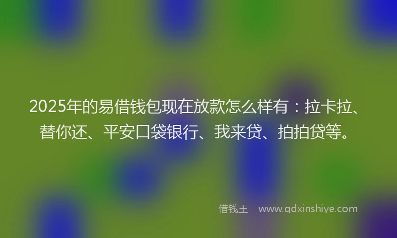 2025年的易借钱包现在放款怎么样有：拉卡拉、替你还、平安口袋银行、我来贷、拍拍贷等。