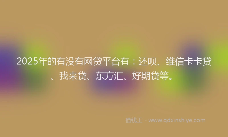 2025年的有没有网贷平台有:还呗、维信卡卡贷、我来贷、东方汇、好期贷等。