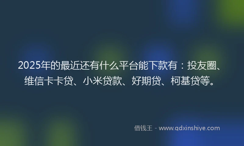2025年的最近还有什么平台能下款有：投友圈、维信卡卡贷、小米贷款、好期贷、柯基贷等。