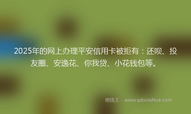 2025年的网上办理平安信用卡被拒有：还呗、投友圈、安逸花、你我贷、小花钱包等。